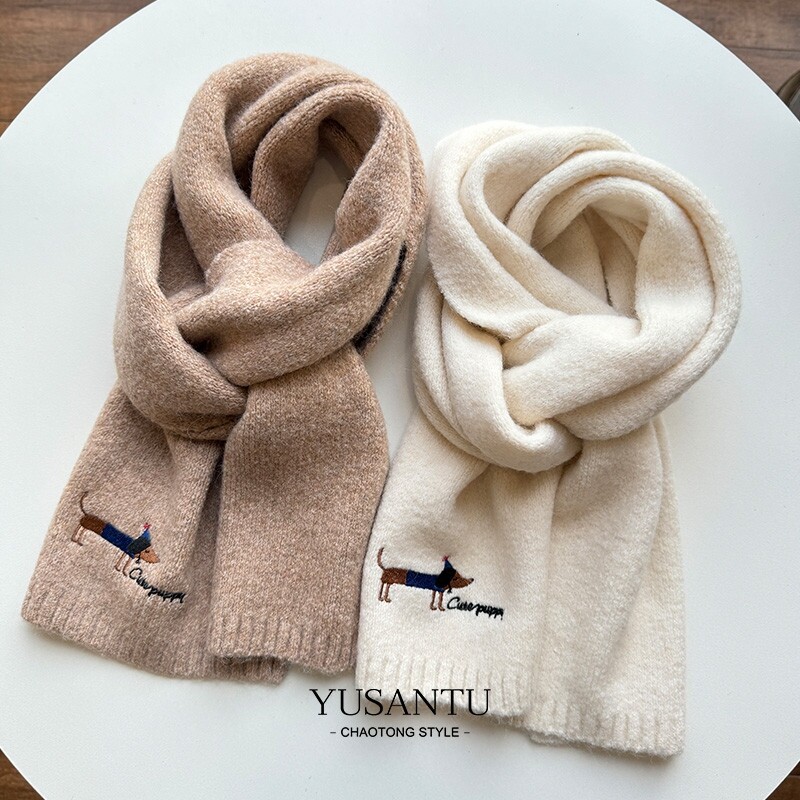 韩版仿羊绒围巾女秋冬季2025新款百搭纯色ins围脖米色学生高级感