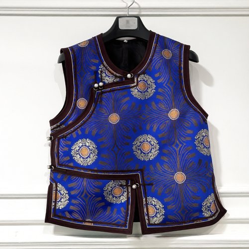 男士蒙古族斜开襟马甲坎肩