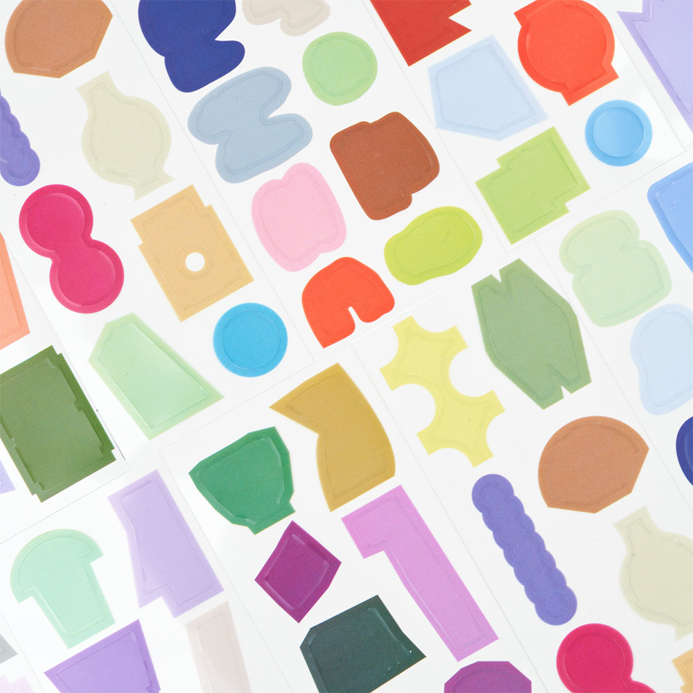 韩国analog keeper半透明图形贴纸日记本手账标记点缀贴画4张入