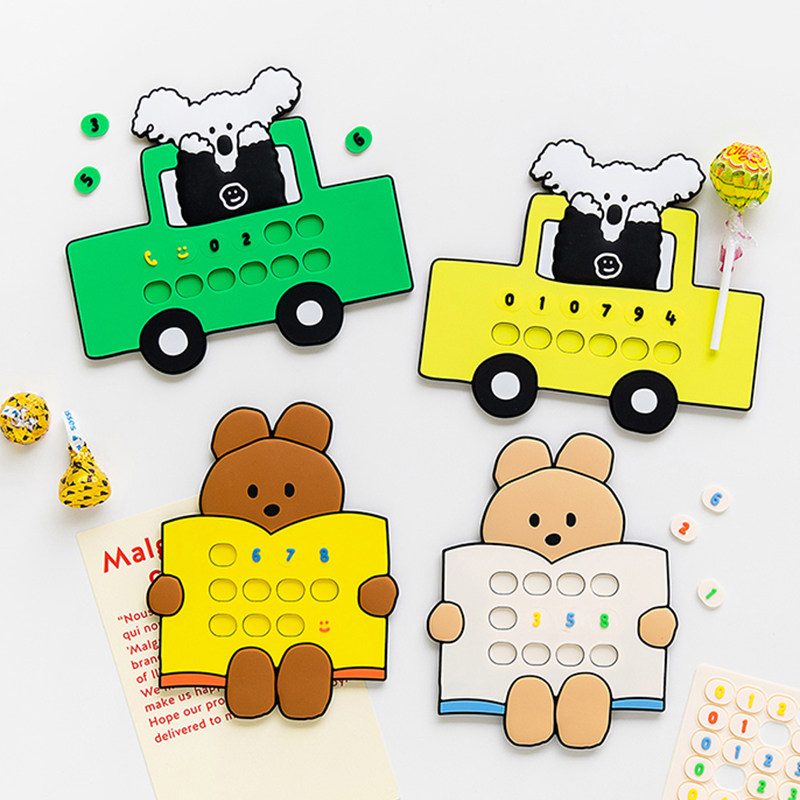 韩国Romane可爱卡通停车号码牌汽车软硅胶防滑装饰挪车移车电话牌