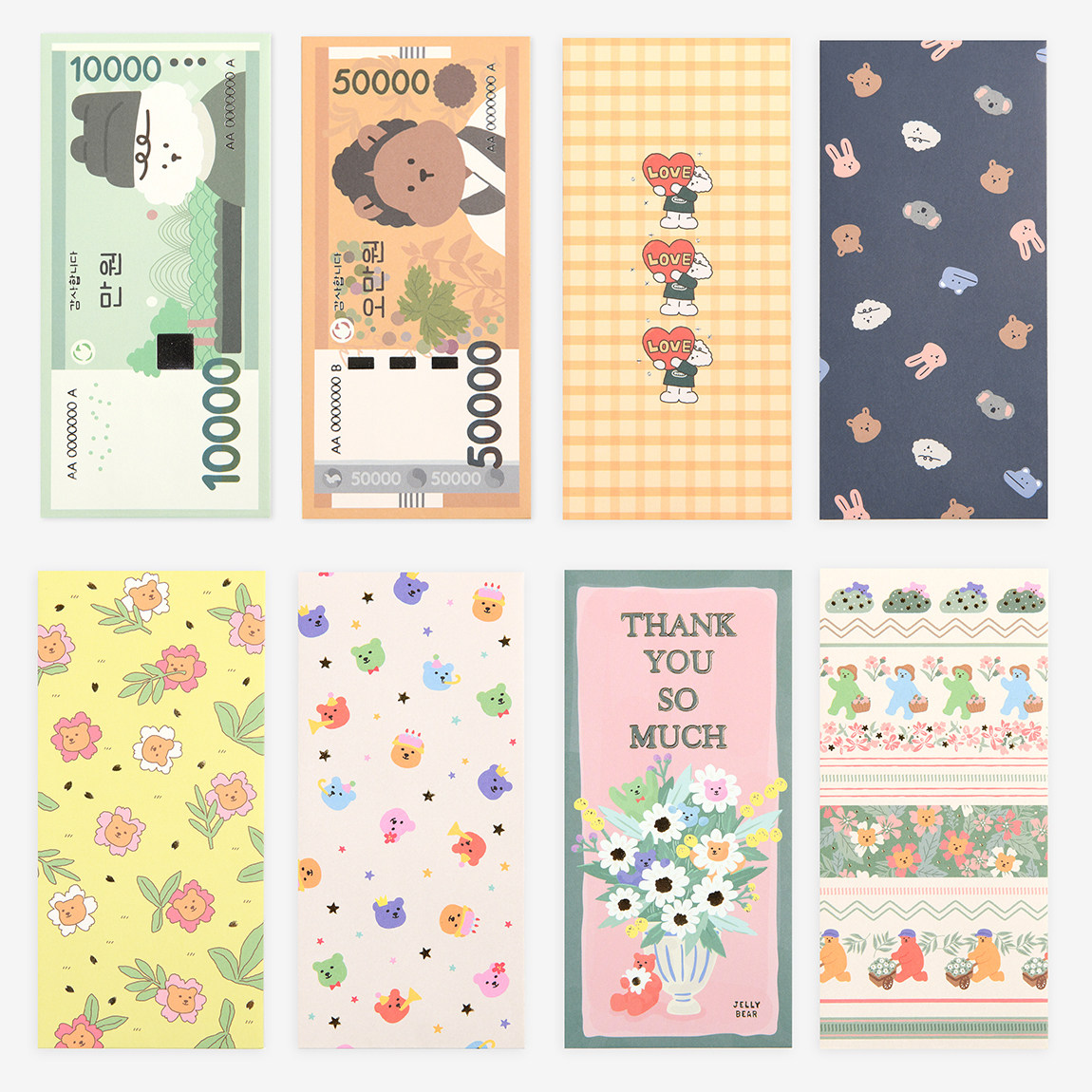 韩国dailylike创意卡通现金纸袋结婚节日感谢感恩通用红包信封5枚