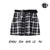 fashion Retro Hit color Plaid Short skirt 2019 summer new pattern Paige Dual zippers Miniskirt skirt