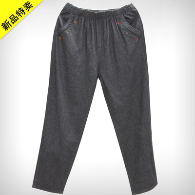 薄款牛仔直筒高腰裤奶奶装