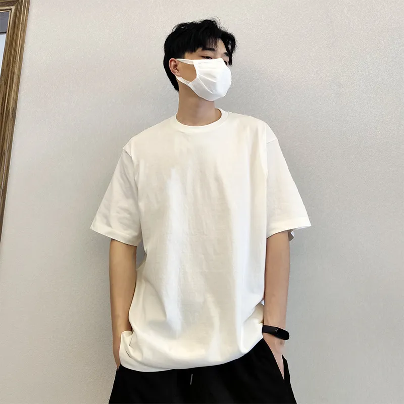 不透纯色240g纯棉圆领短袖TT恤