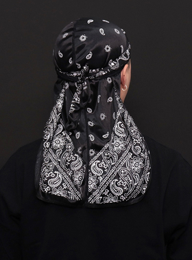 Silky durag仿真丝 腰果花 街头嘻哈说唱街舞hiphop黑人长尾头巾