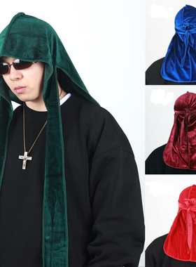 Silky durag 新款天鹅绒弹力街头嘻哈说唱街舞hiphop黑人长尾头巾