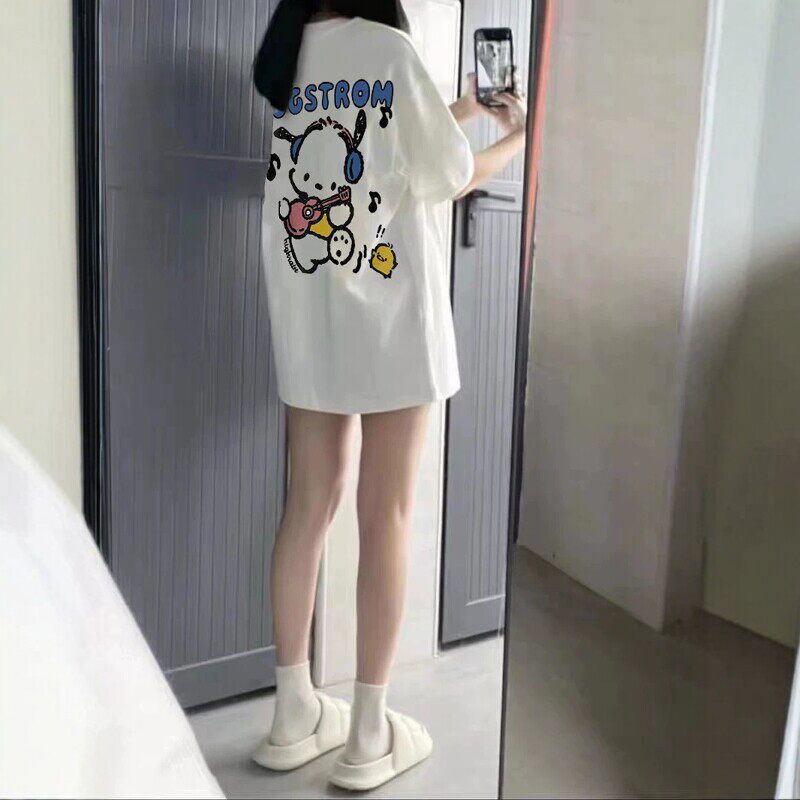 100%纯棉白色短袖T恤女夏