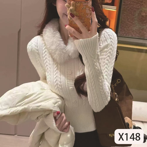 韩系简约百搭显瘦针织衫可拆卸领