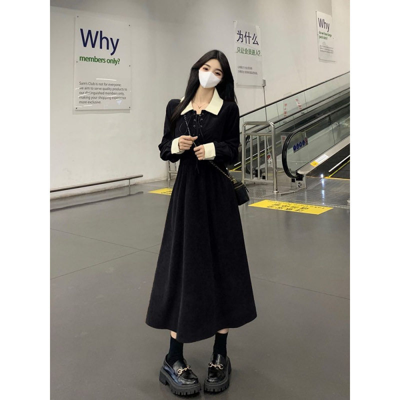 秋冬法式赫本风复别致显瘦裙子