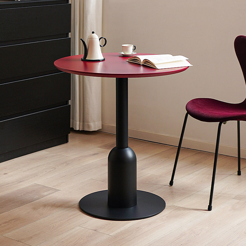 多巴胺实木彩色小圆桌咖啡桌洽谈圆桌子现代简约咖啡厅奶茶店餐桌