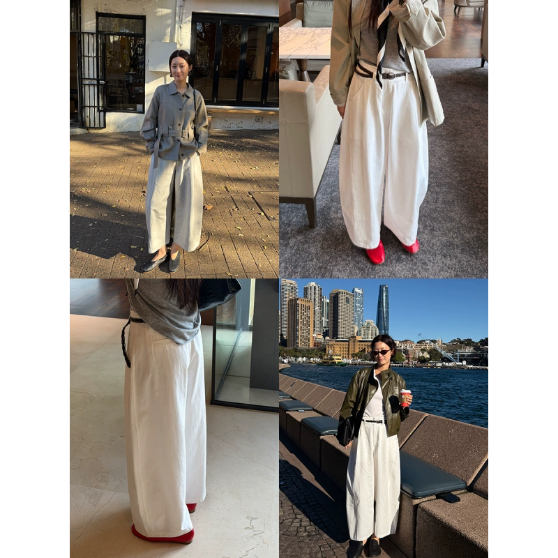天丝棉高腰显瘦弯刀阔腿裤女