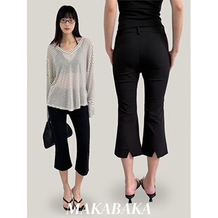 女2026夏季 下装 新品 裤 小个子日常高级感微喇西装 通勤风7分休闲裤