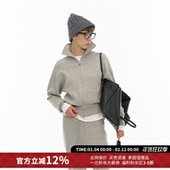 MAKE 女25秋冬新款 IF休闲宽松羊毛高领短款 拉链开衫