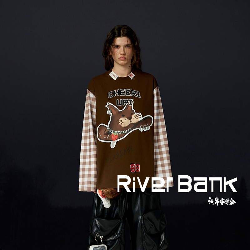 CHEERiUPi松鼠牛仔帽拼接T恤