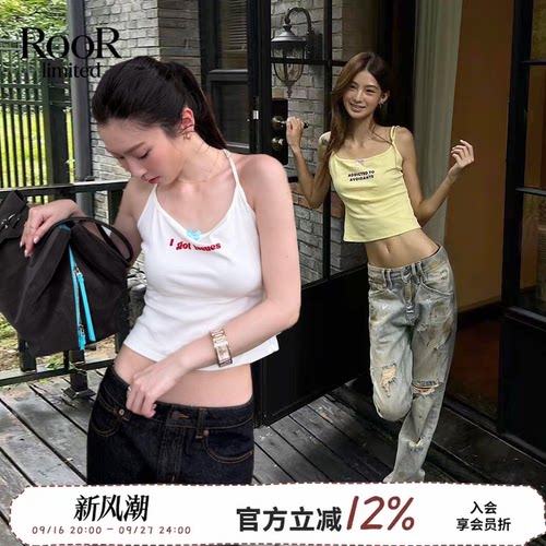 MARKGONG短款字母蝴蝶结吊带