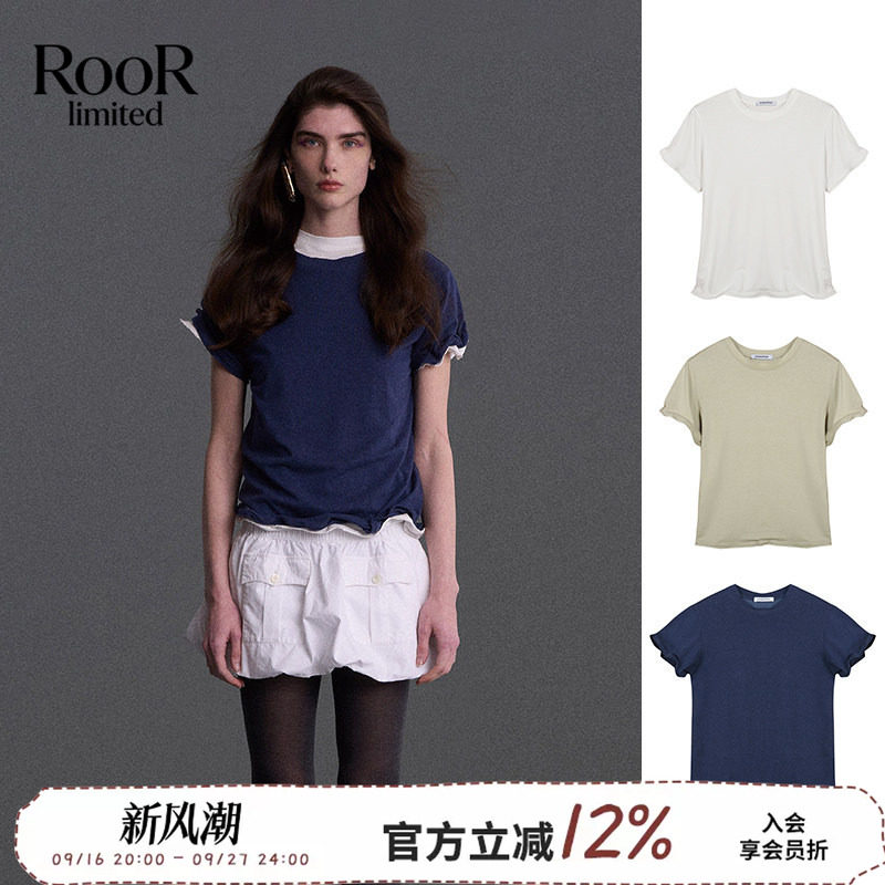 【新品现货】MOMENTPLAY经典纯色扭扭乐T恤短袖上衣女26早秋新款图片