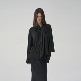 T恤女26春夏新款 IF涌现系列宽松围脖披肩长袖 MAKE