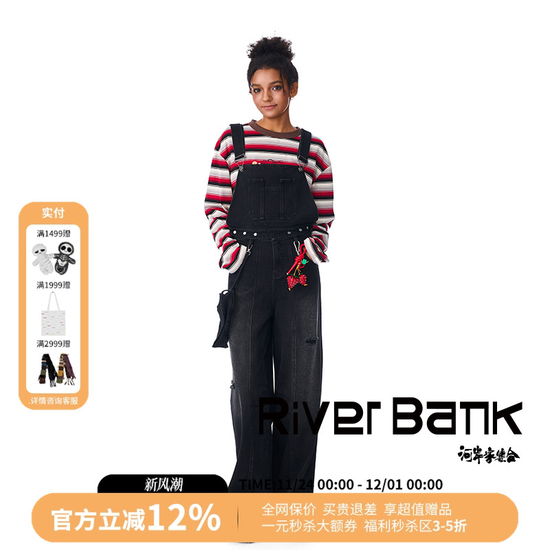 AndreaMartin黑色可拆卸背带裤