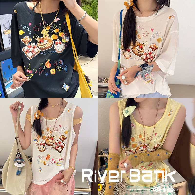 设计师品牌SELALAGU X OITMMTIO恶搞甜品宽松圆领T恤背心女25新款