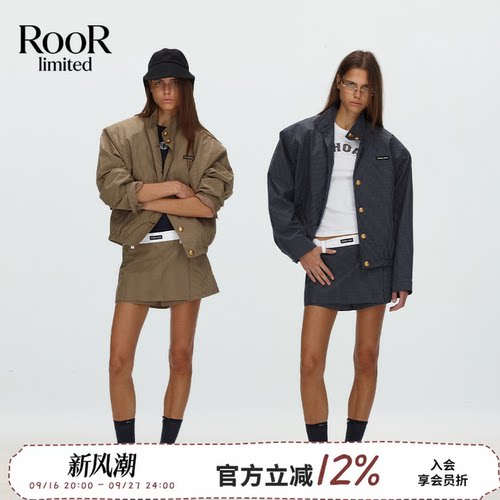 早秋新款格纹拼接夹克裙裤套装