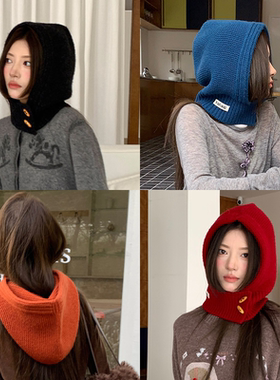 YANAG保暖苏菲的牛角扣围脖羊毛针织帽女26春夏新款