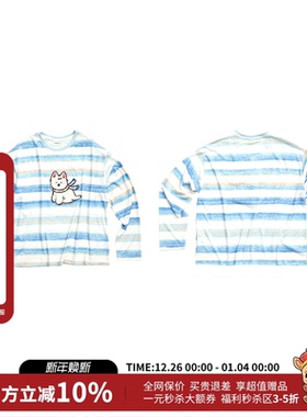 IA WARM AID ING宽松条纹渐变西高地长袖T恤女25秋新款