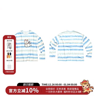 T恤女25秋新款 ING宽松条纹渐变西高地长袖 AID WARM