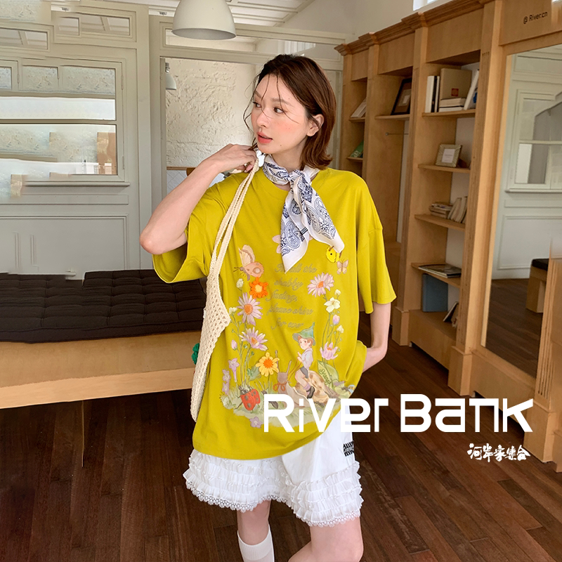 【7折现货】设计师品牌YANAG简约宽松蜗牛坐骑的花园短袖T恤女