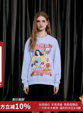 Bronze Lucia宽松蓝色千禧女孩圆领套头卫衣女25秋冬新款