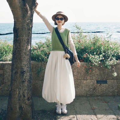 白色花苞裙半身裙女春夏长裙2025新款高腰云朵裙蓬蓬长版秋季裙子