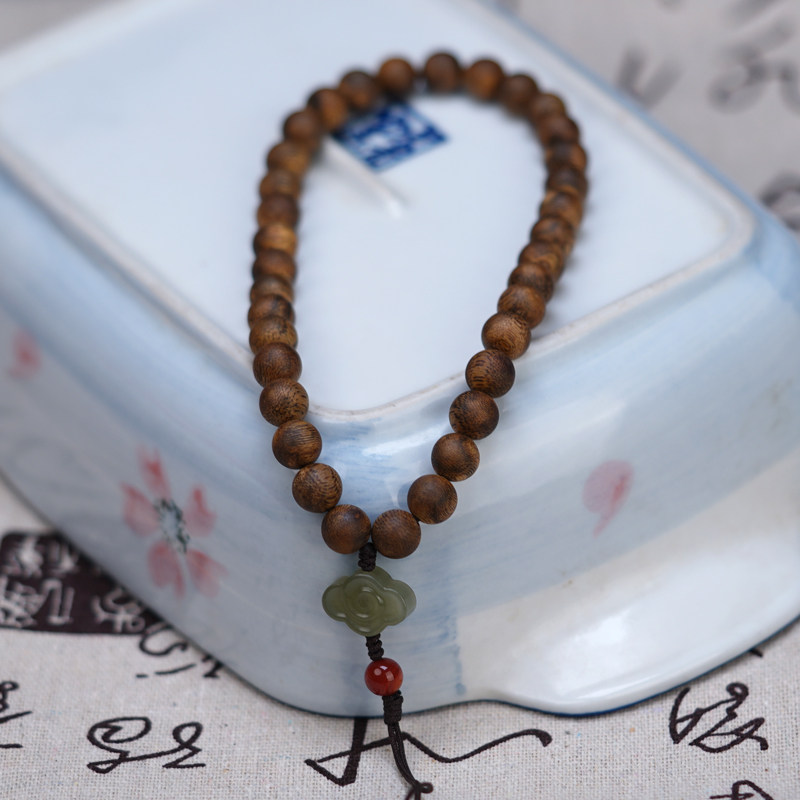 QIAOYUAN 하이난 잉게 녹색 체스 AGARWOOD QINNAN 팔찌 충실도 천연 부처님 비즈 오래된 소재 남성 특별 하이 엔드 프리미엄