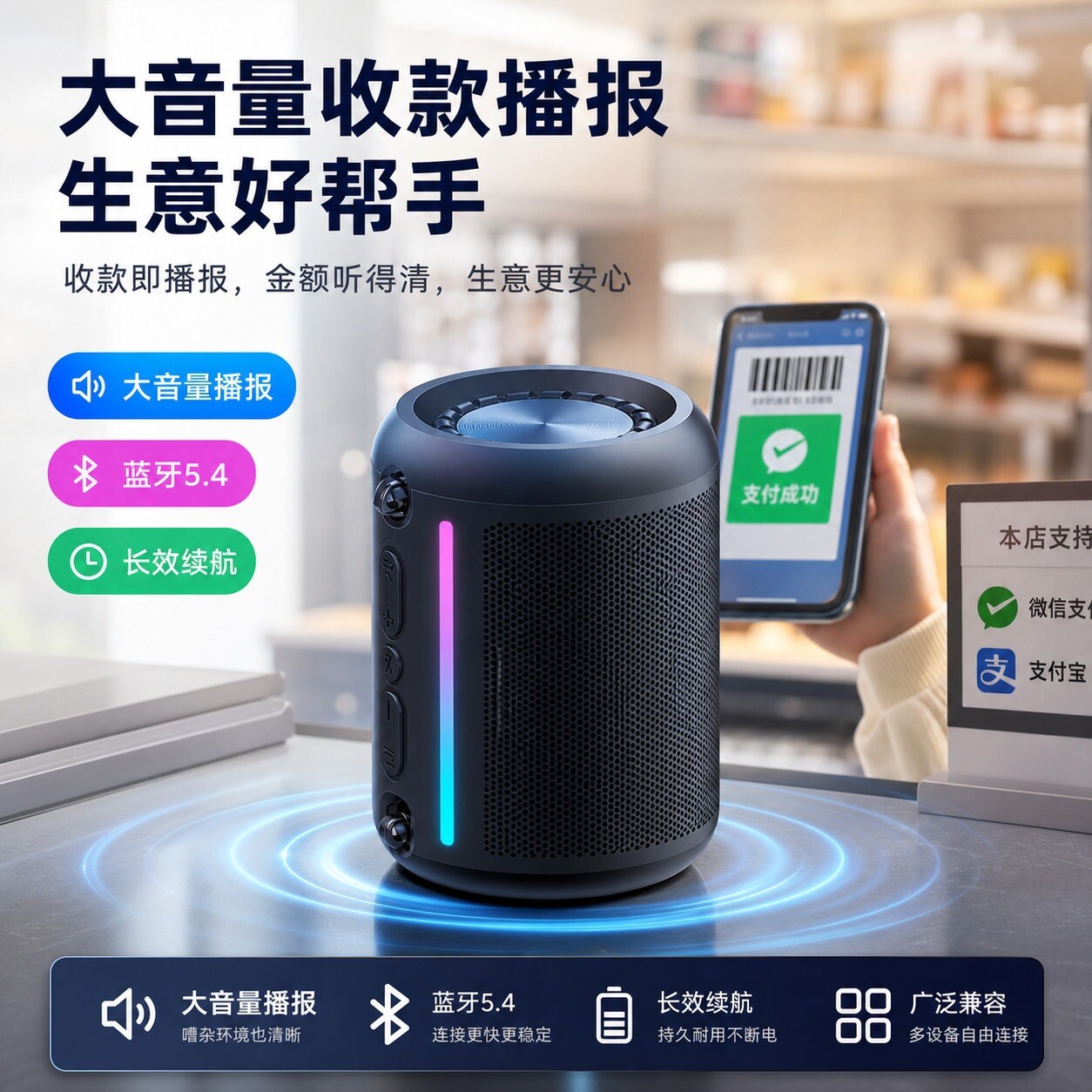 智能AI便携蓝牙音箱低音炮