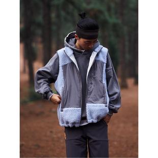 宽松工装 山川有物户外摇粒绒半高领拼色马甲冬季 背心外套 6折