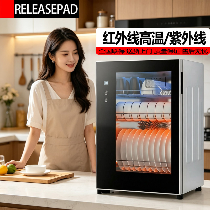 RELEASEPAD免沥水消毒柜高温烘干台式小型家用不锈钢消毒碗柜单门