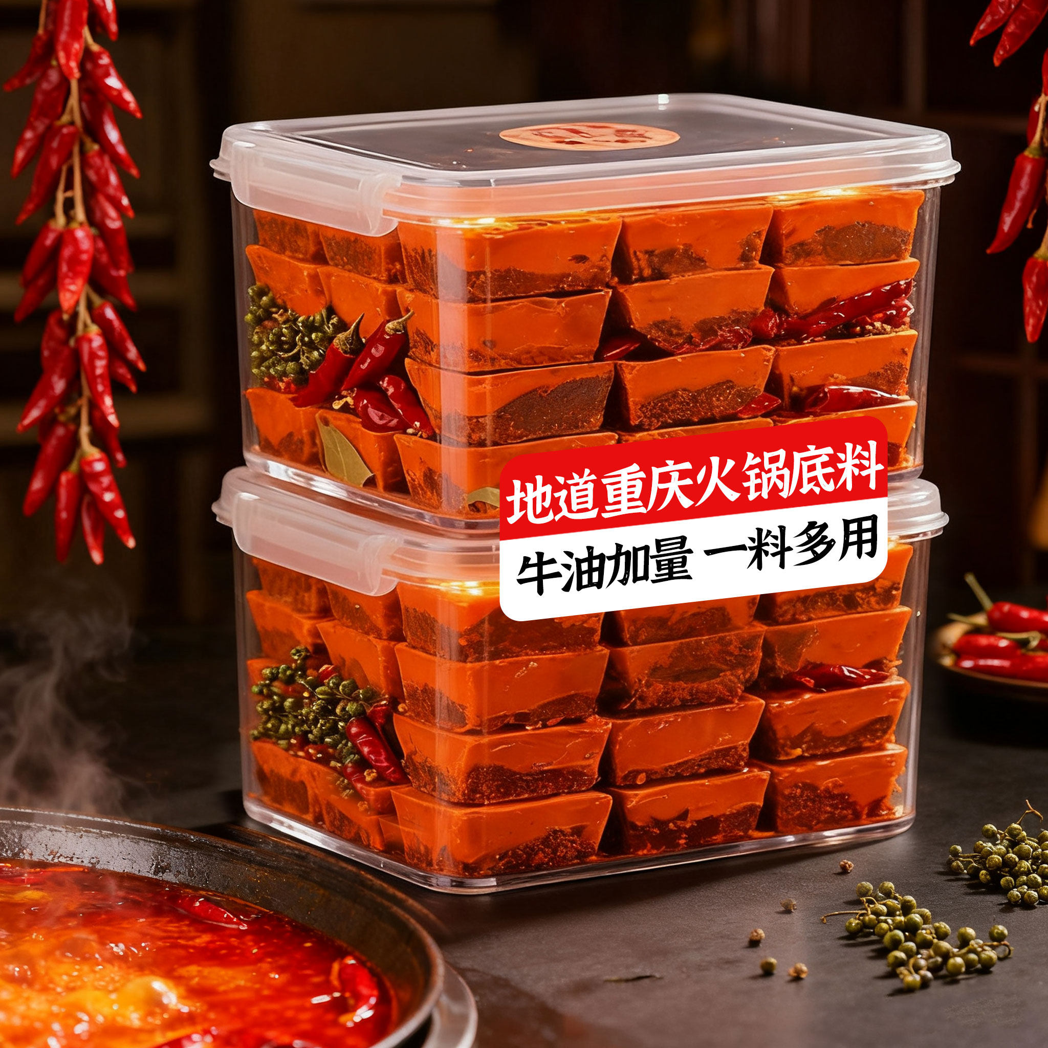 重庆老火锅底料独立小包装一人份正麻辣宗牛油调料香辣商用小块料