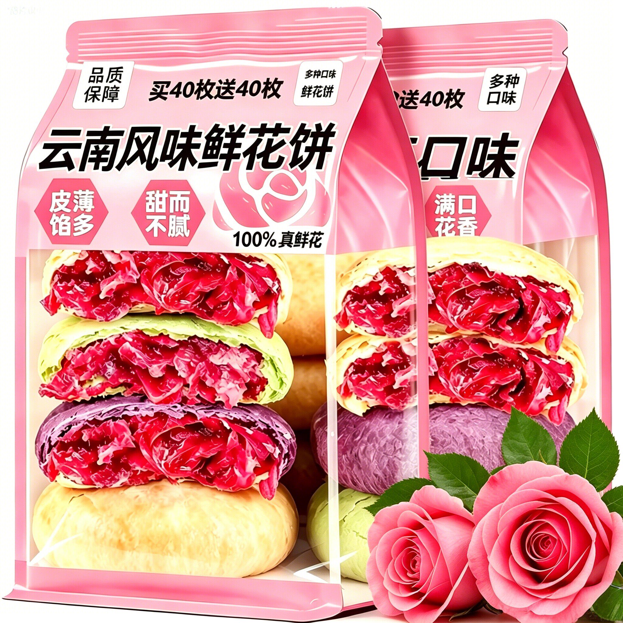 产地直发!鲜花饼整箱早餐糕点