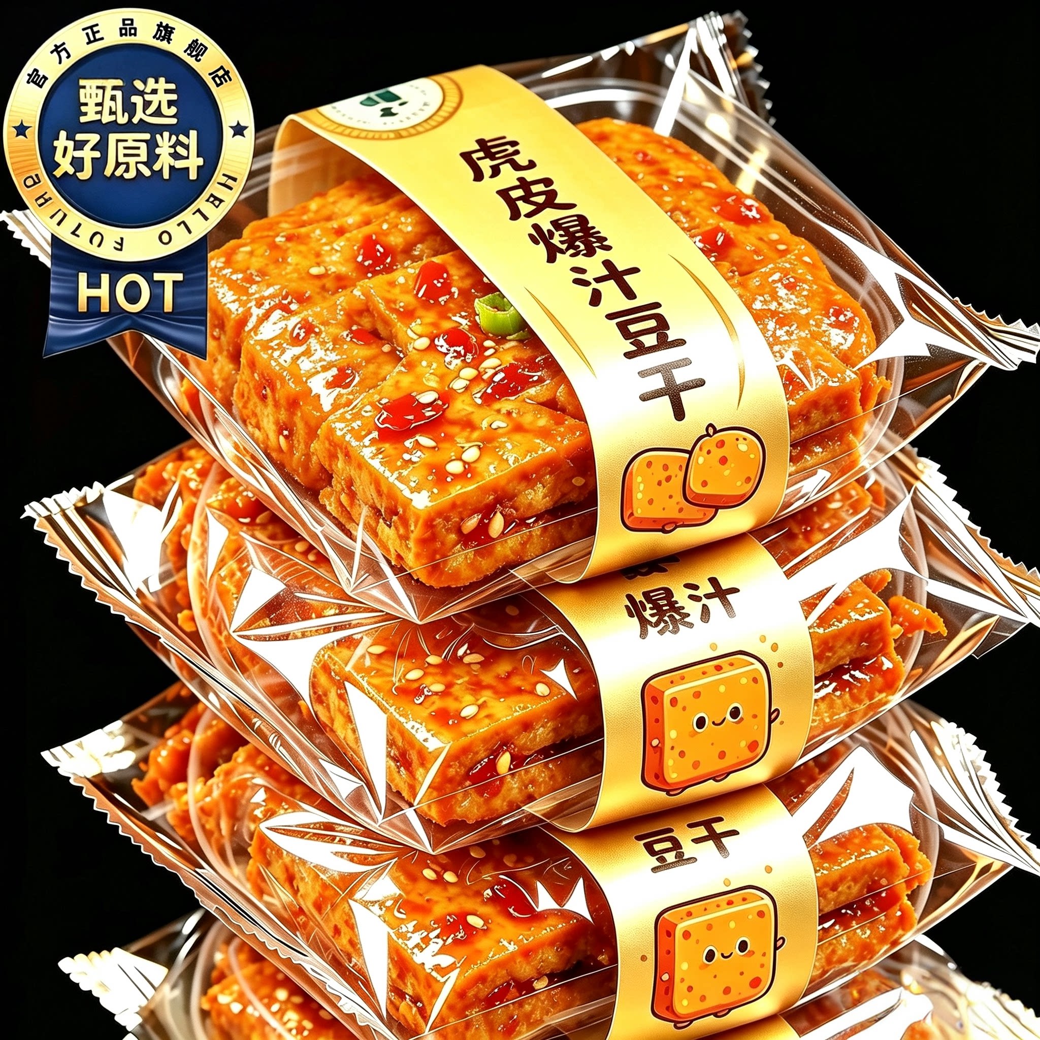 湖南虎皮爆汁豆干正宗网红爆款嫩卤汁长沙特产豆腐干解馋小吃零食