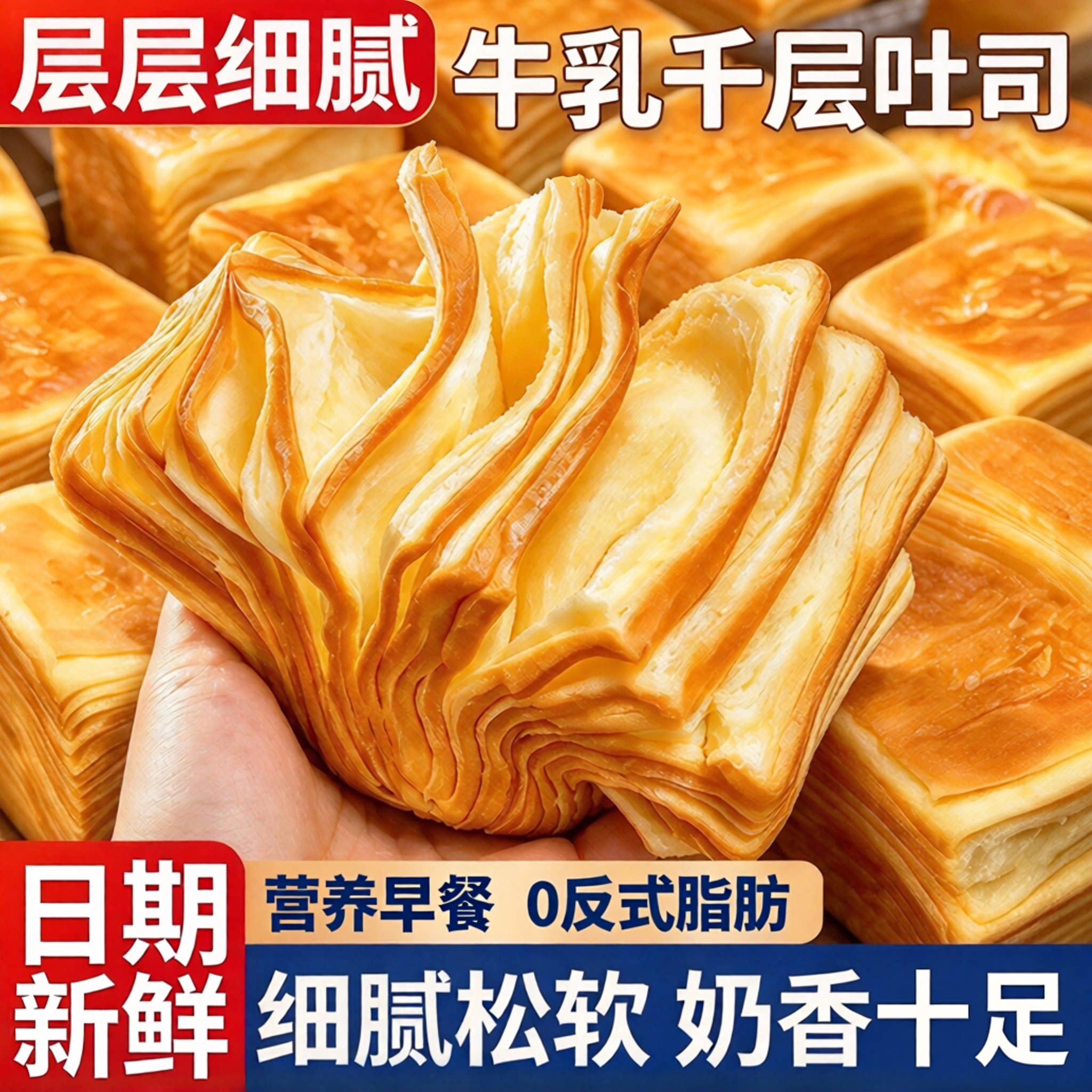 营养早餐手撕面包牛乳千层吐司