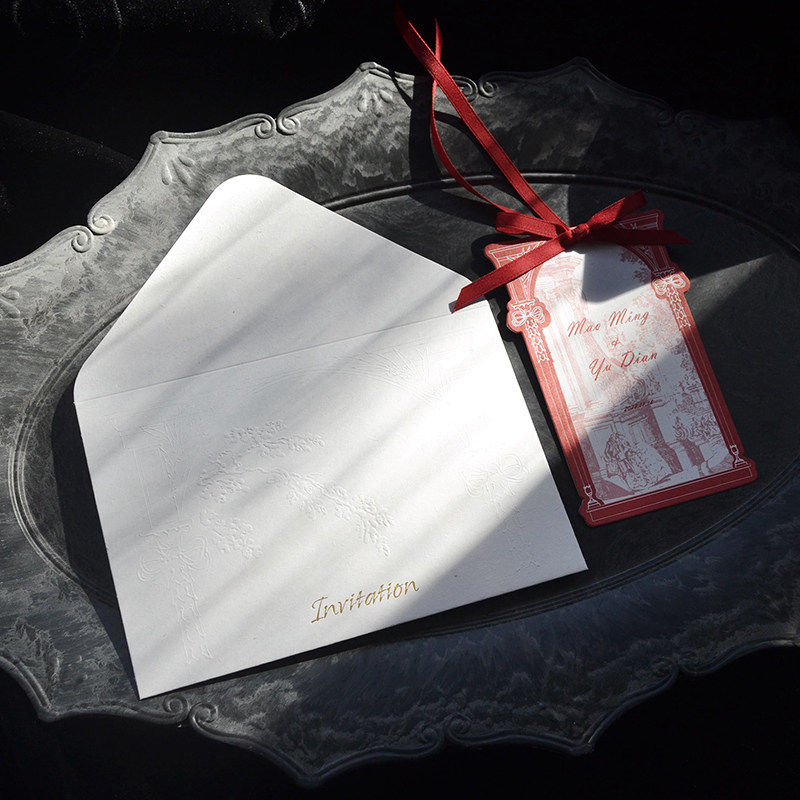 复古烫金凹凸婚礼请柬邀请函信封