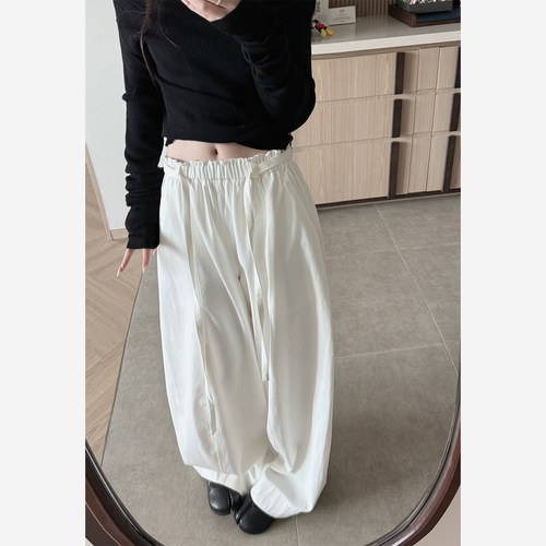 Here yaya shop 8.25 淡颜天菜重工水洗慵懒调调天丝奶奶休闲裤