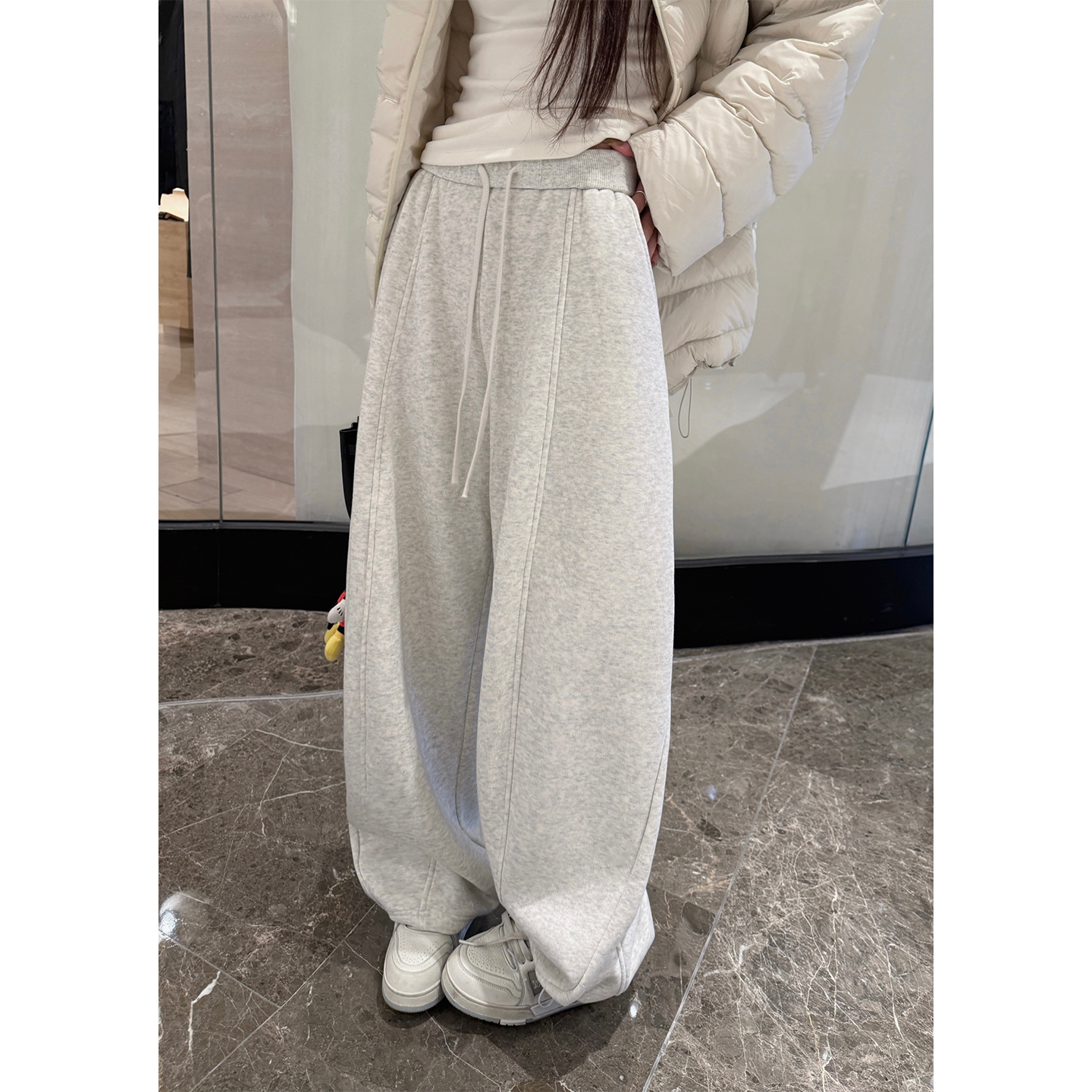 本期必入款慵懒随性复合摇粒绒立体裁剪显瘦小香蕉运动裤