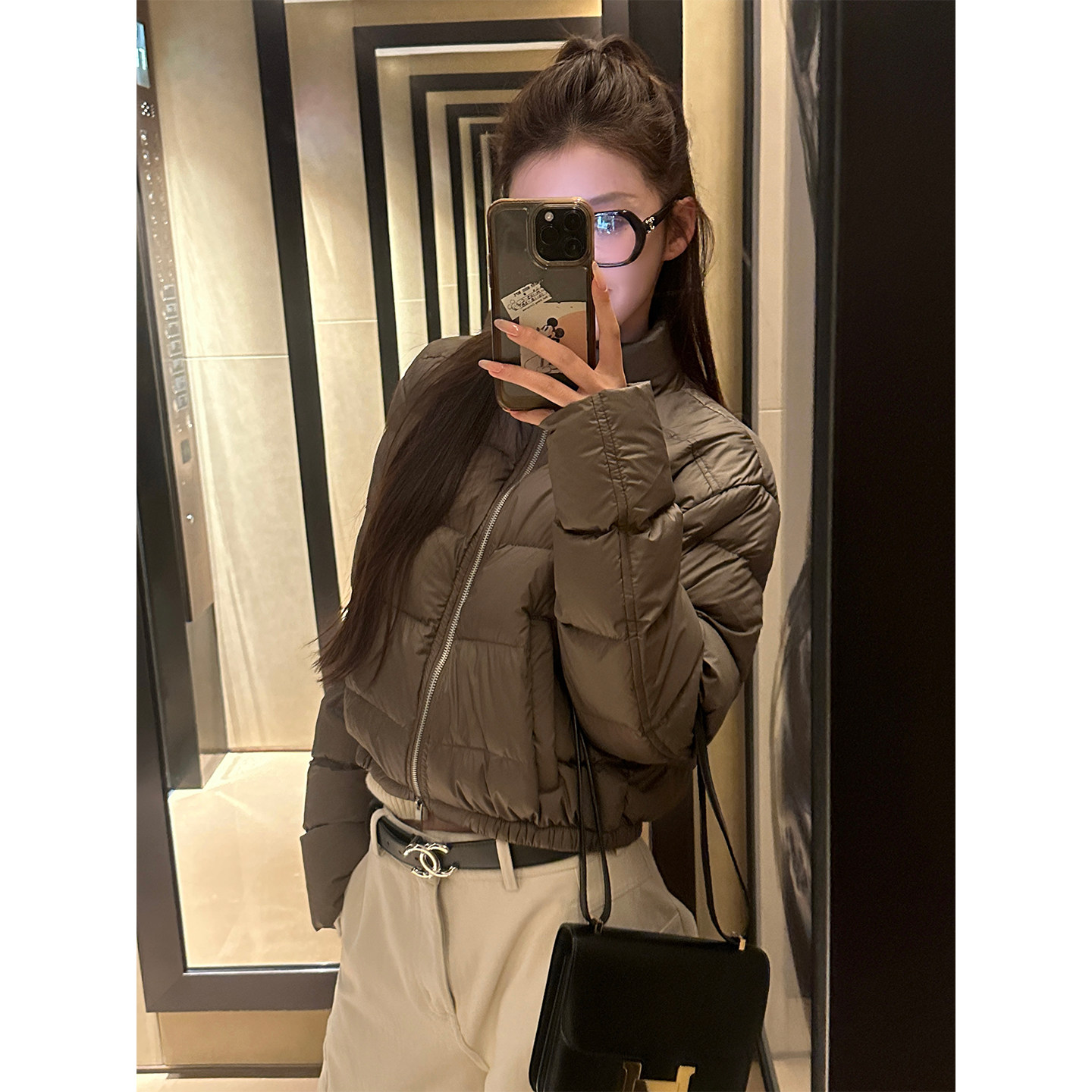 Here yaya shop 云朵吐司实用精致感小版显瘦排骨90白鸭绒羽绒服