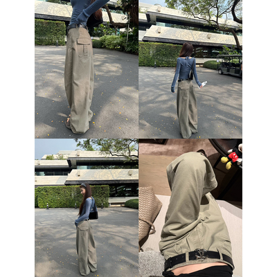 Here yaya shop 海盐冷茶松弛且时髦重工酵素洗水工艺调性工装裤