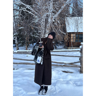 雪后落日经典 shop 翻领81.6%绵羊毛羊驼毛气质质感大衣 yaya Here