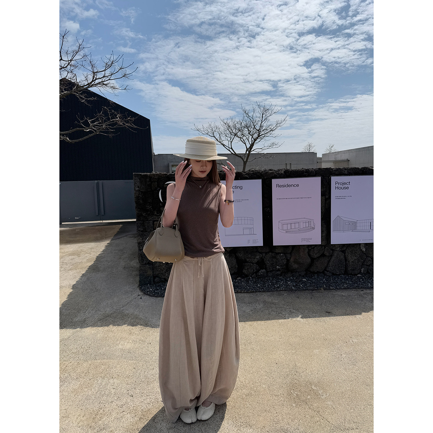 Here yaya shop 从容自在裤嗲嗲随意调调天丝苎麻遮肉老钱奶奶裤