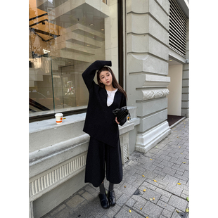 11.11 shop 00松弛秘籍时髦高级全羊毛中裤 Here 毛衣套装 yaya