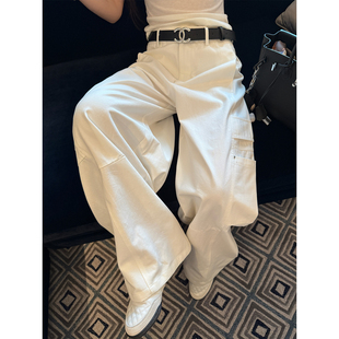 yaya 裤 shop不费力气 显腿长重工水洗工装 穿搭修饰腿型窄版 Here