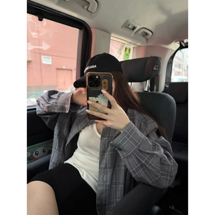 冷淡随意感进口100%麻料格子大大件衬衫 Here 3.23 shop yaya