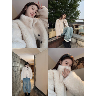 小白熊奶呼呼蓬松温暖100%羊毛一体机立领外套 shop Here yaya