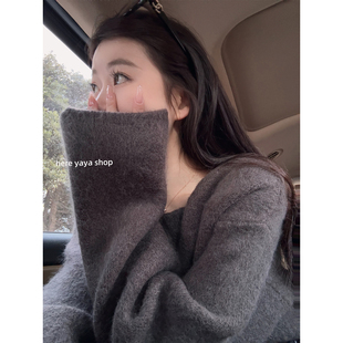 椰子糯米糍温暖感厚实兔毛新工艺氛围感毛衣 shop Here yaya
